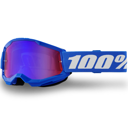 100% Youth Strata 2 Goggles - Blue/White (Mirror Red/Blue Lens)