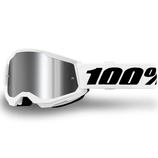 100% Strata 2 Goggles - White (Mirror Silver Lens)
