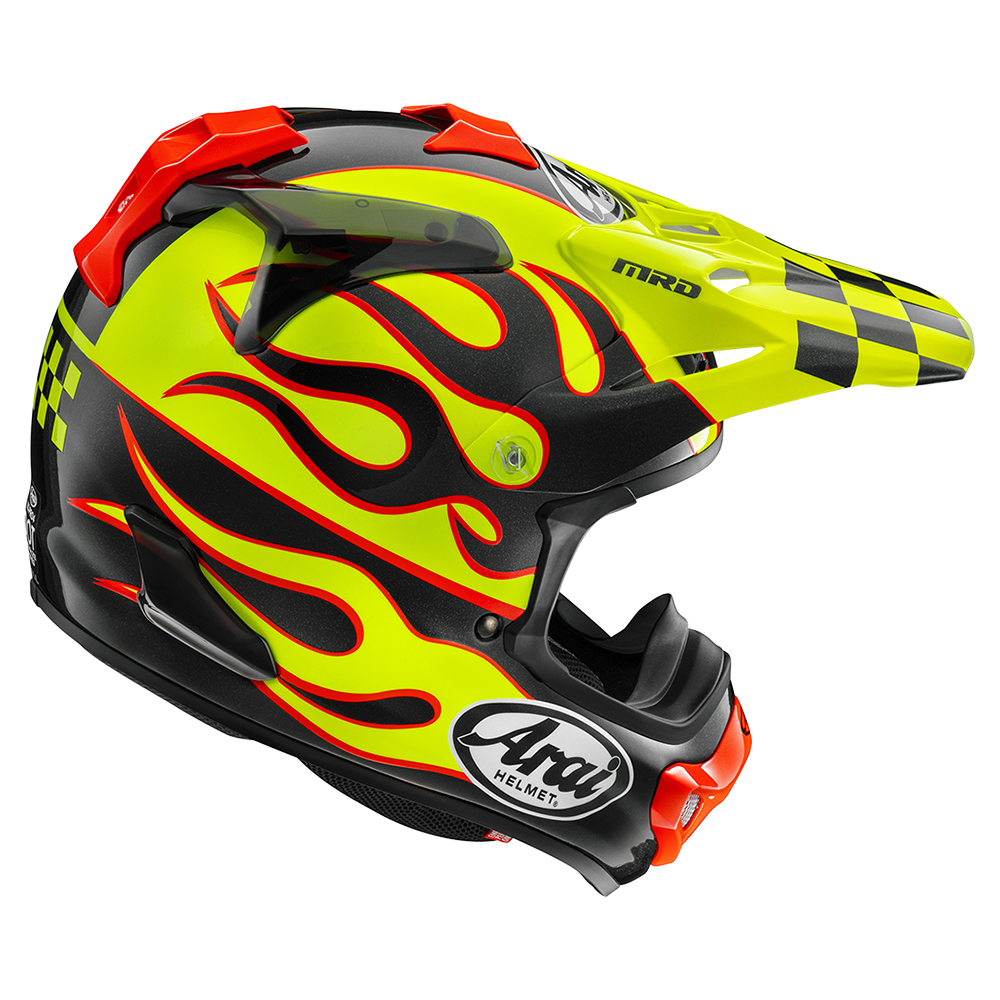 Arai MX-V EVO Flame Offroad Helmet (Yellow)