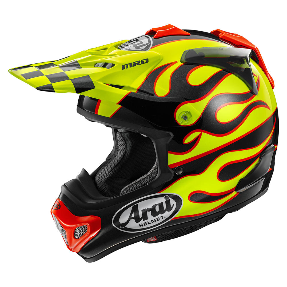 Arai MX-V EVO Flame Offroad Helmet (Yellow)
