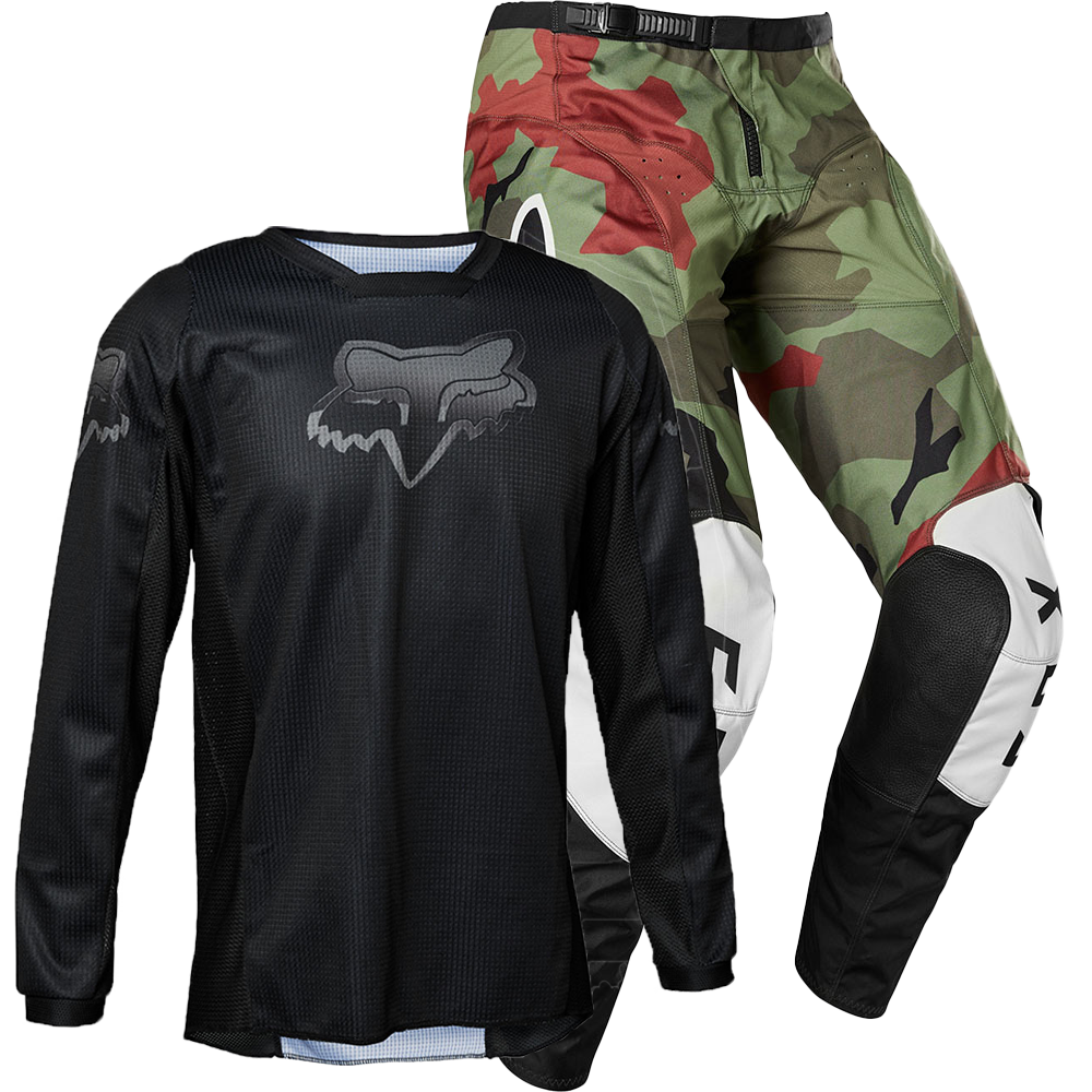 Fox Youth 180 Bnkr Blackout Gear Combo (Green Camo Black)