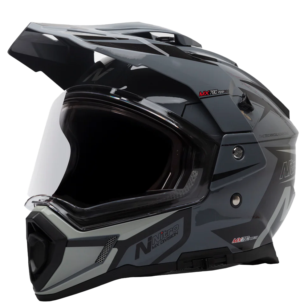 Nitro MX780 Podium Adventure Helmet (Black Gun Grey) Gloss