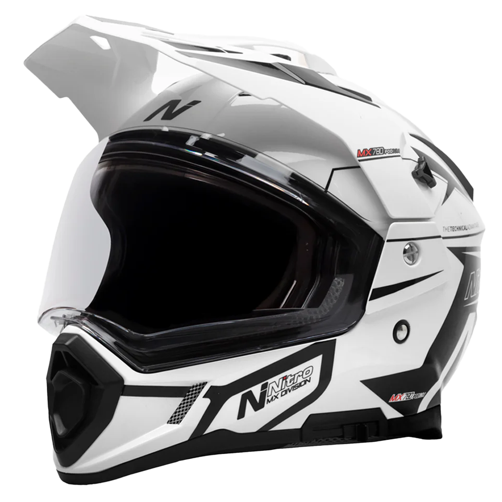 Nitro MX780 Podium Adventure Helmet (White Black) Gloss