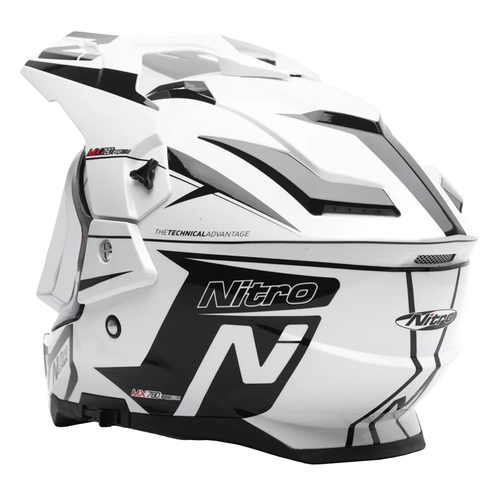 Nitro MX780 Podium Adventure Helmet (White Black) Gloss