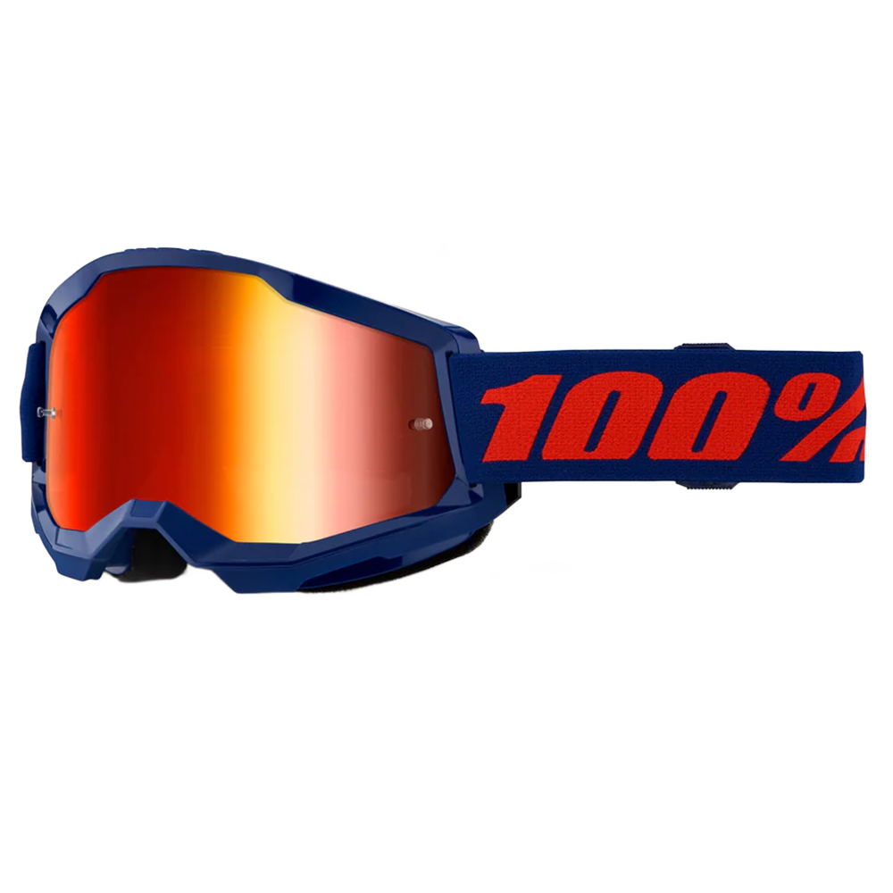 100% Strata 2 Goggles - Navy (Mirror Red Lens)