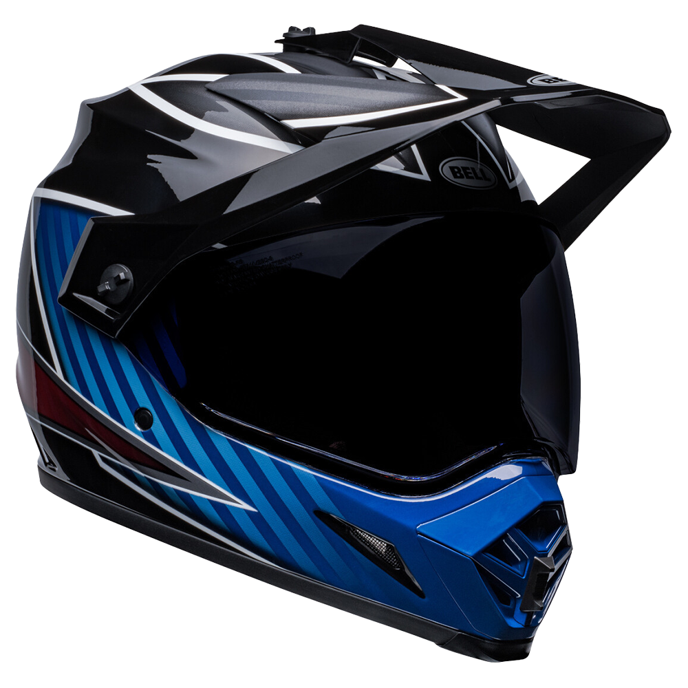 Bell MX-9 Adventure MIPS Helmet (Gloss Dalton Black Blue) Clear Visor – GO-MX