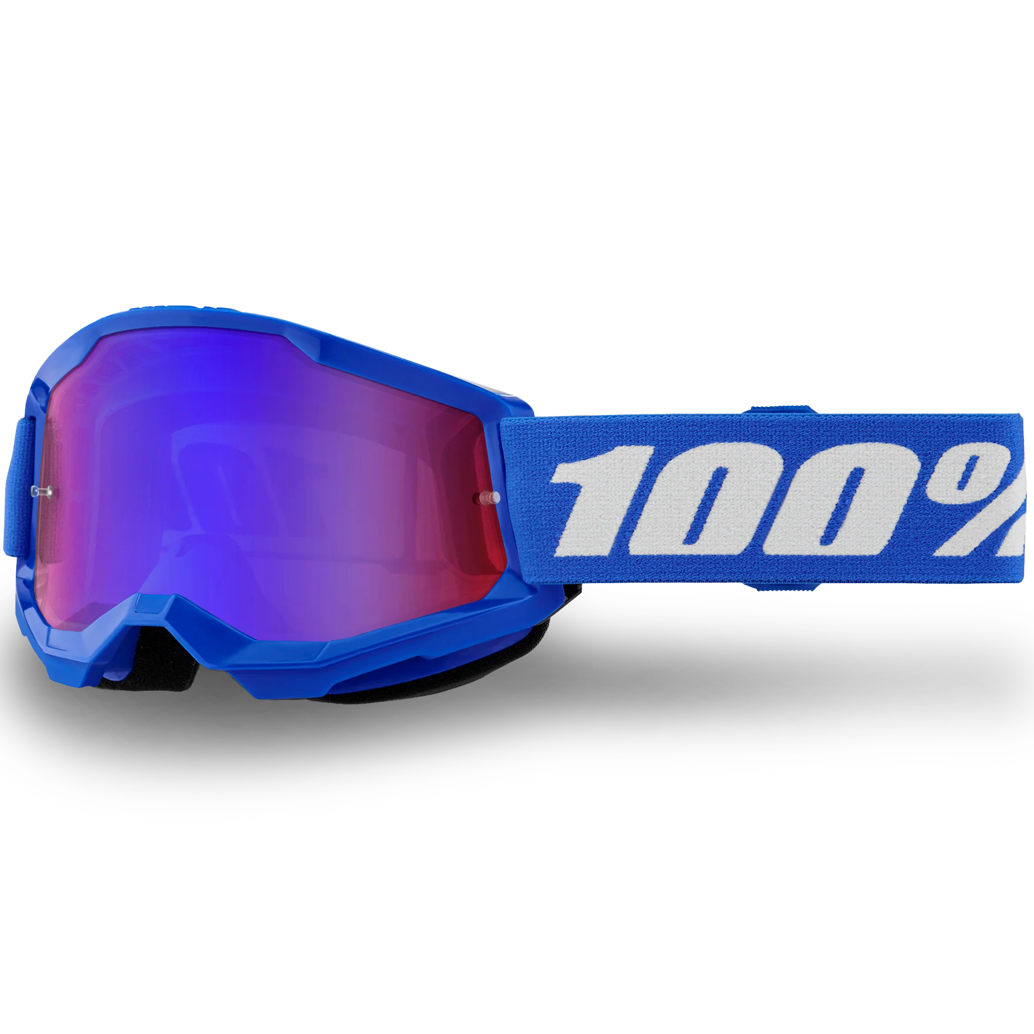 100% Youth Strata 2 Blue Motocross Goggles (Mirror Blue Lens) – GO-MX