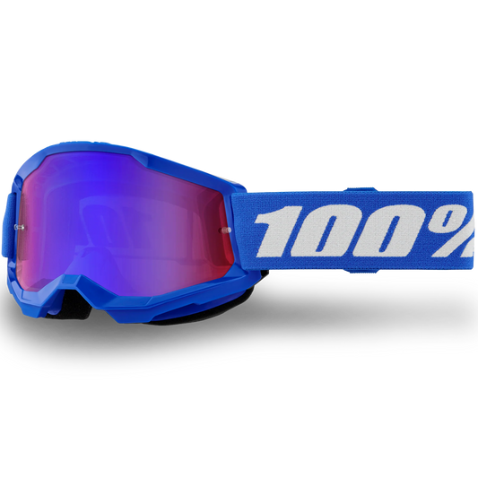 100% Youth Strata 2 Goggles - Blue/White (Mirror Red/Blue Lens)