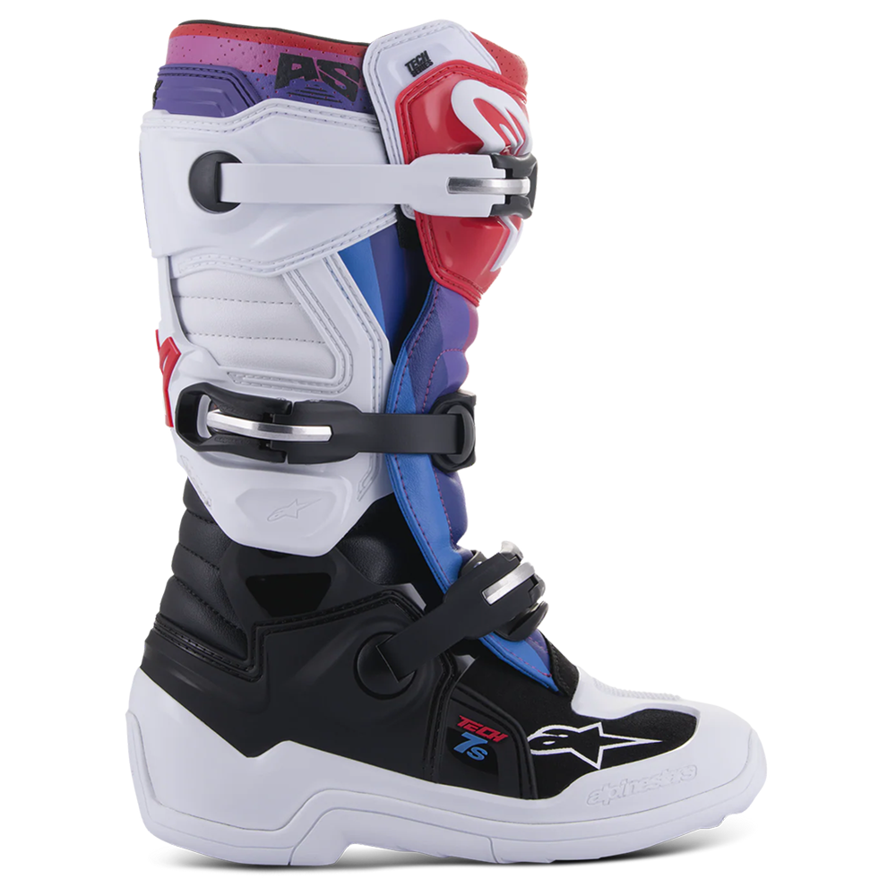 Alpinestars Tech 7S Youth Boots Black/White/Rainbow