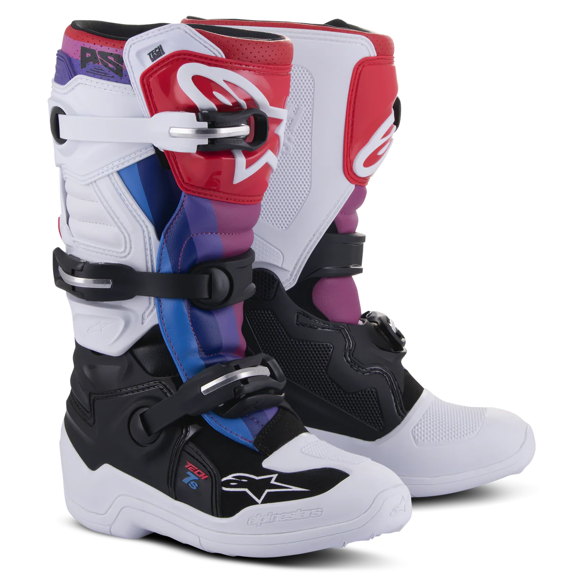 Alpinestars Tech 7S Youth Boots Black/White/Rainbow