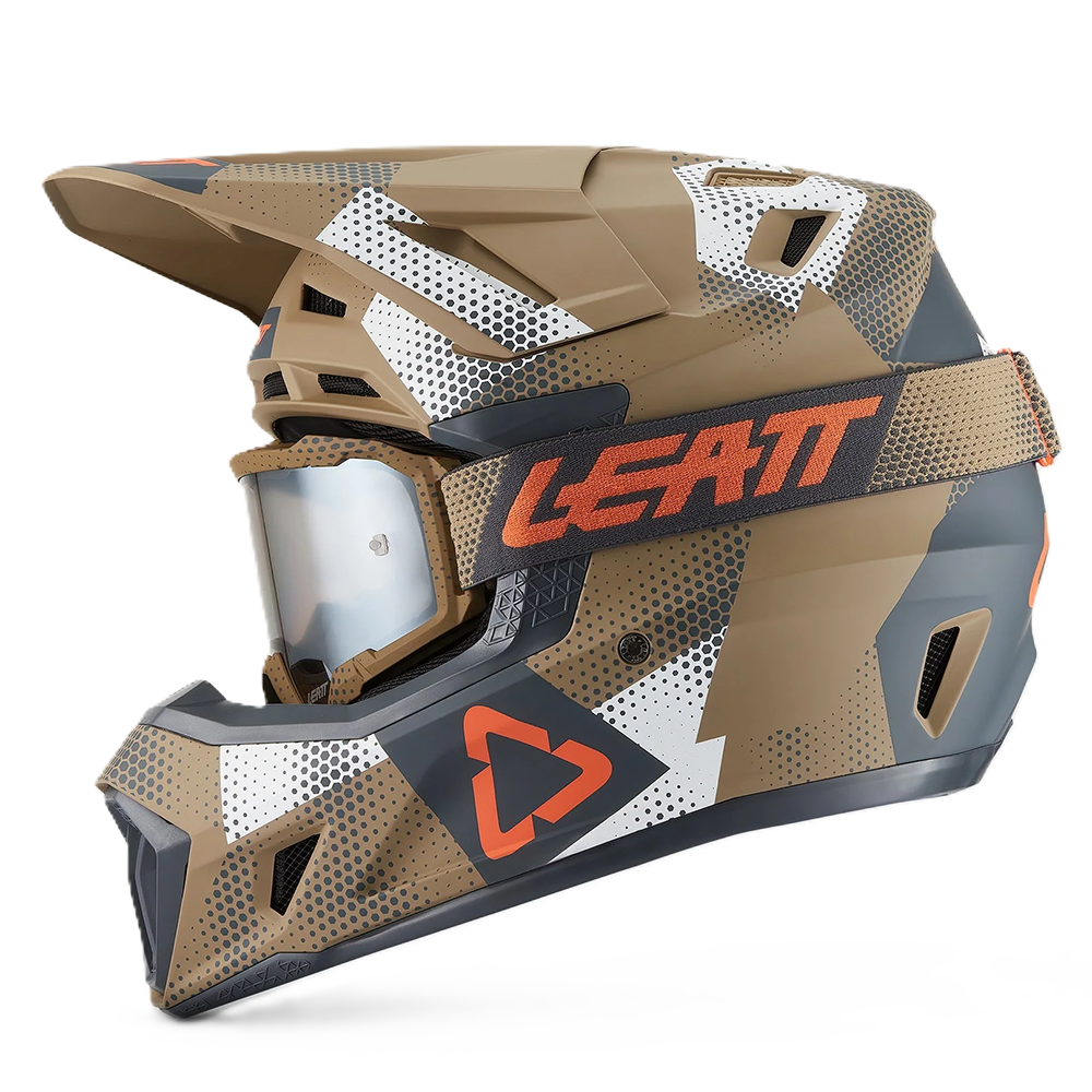 Leatt Moto 7.5 Helmet and 4.5 Goggles (Camo Khaki Brown V27)