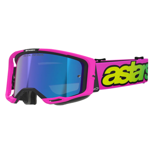 Alpinestars Vision 8 Vista Goggles - Pink Flou Yellow Fl (Mirror Blue Lens)