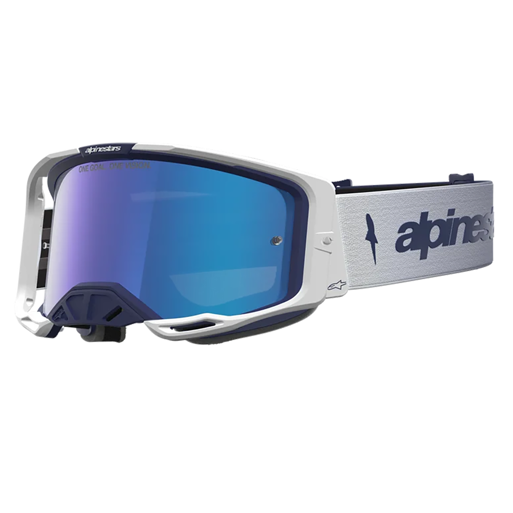 Alpinestars Vision 8 Amber Goggles -  Navy White (Mirror Blue Lens)