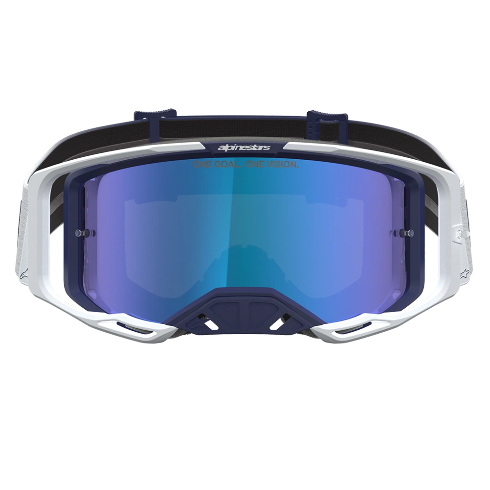 Alpinestars Vision 8 Amber Goggles -  Navy White (Mirror Blue Lens)