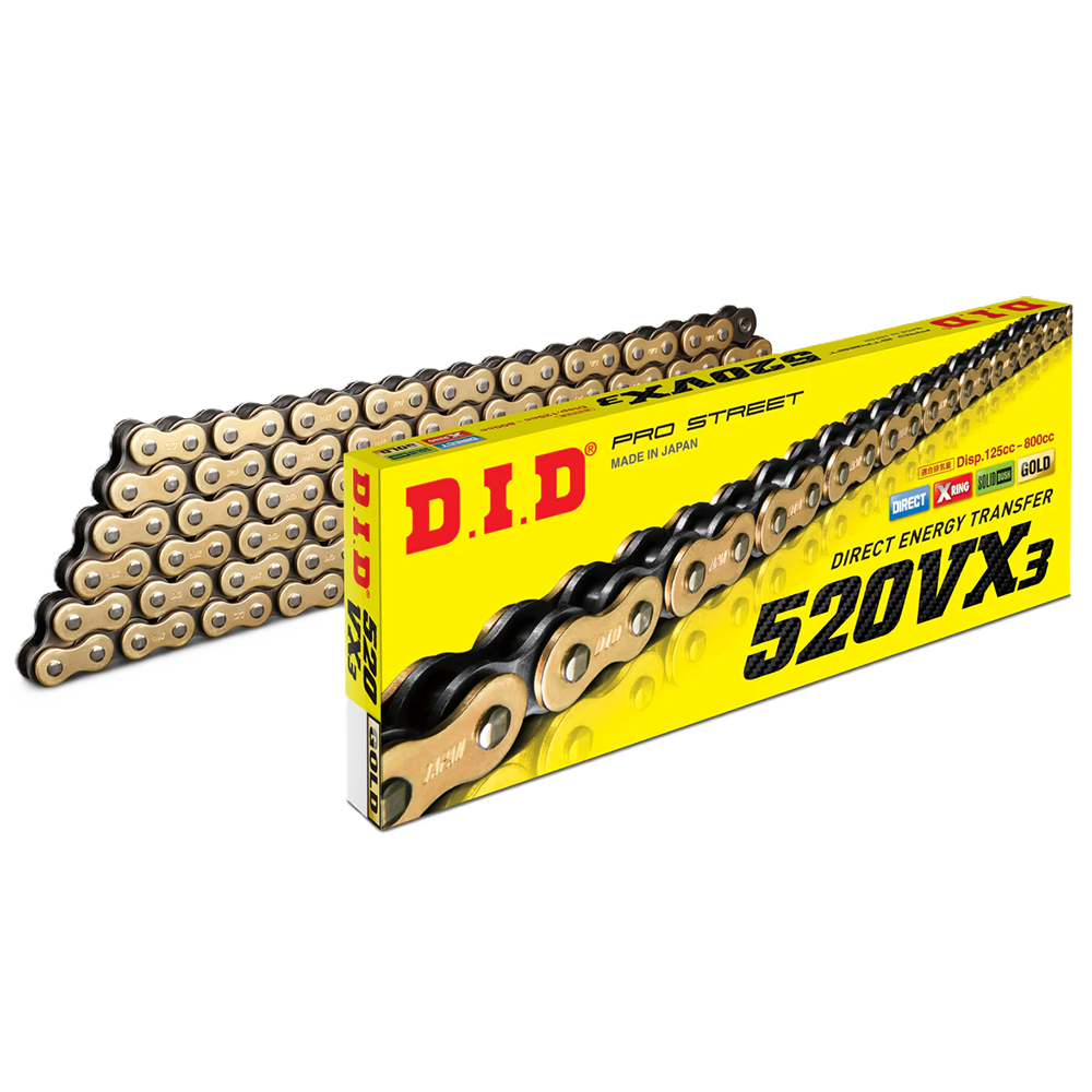 DID 520 VX3 126 Link X-Ring Chain (Gold) Off Road