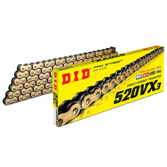 DID 520 VX3 126 Link X-Ring Chain (Gold) Off Road