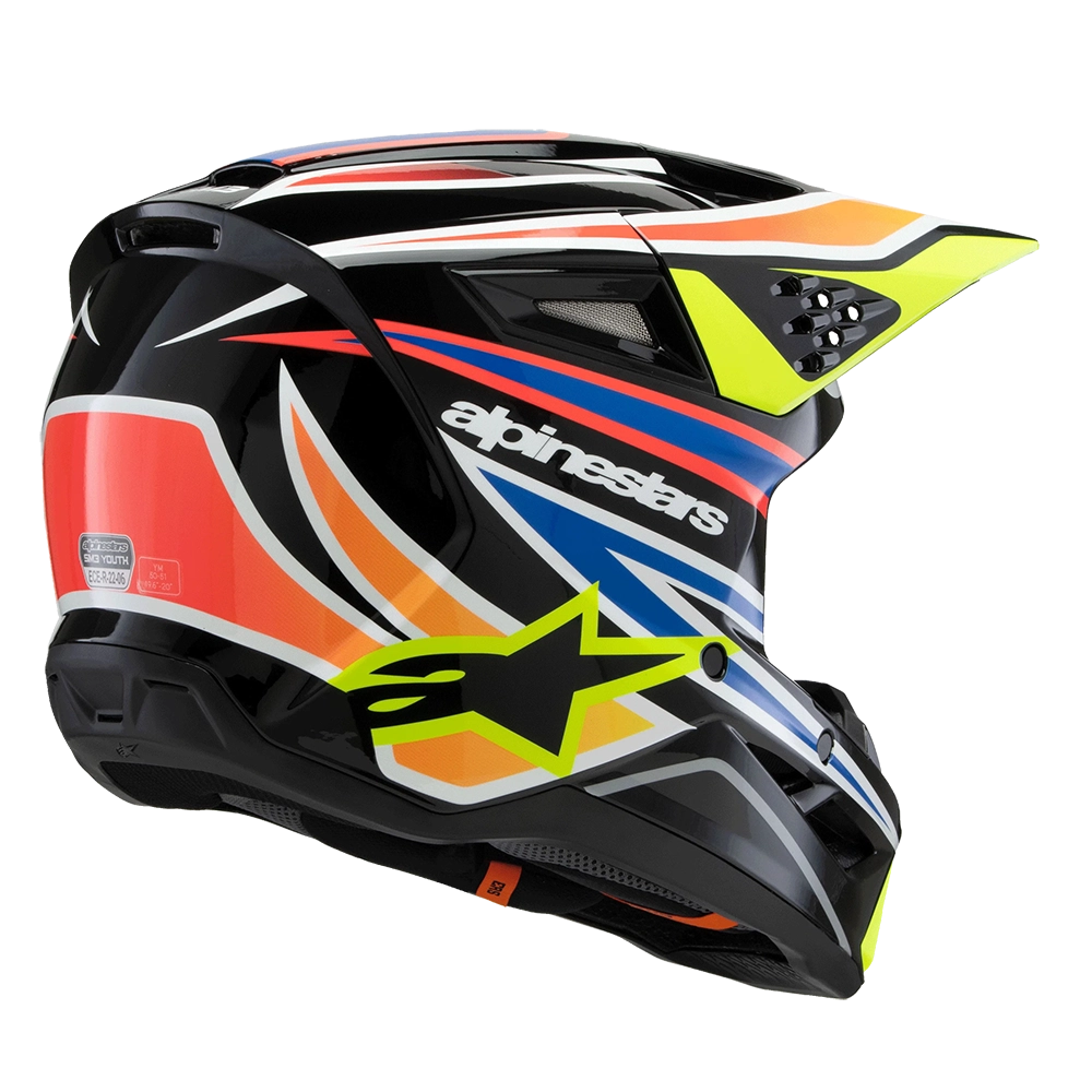 Alpinestars SM3 Youth Wurx Helmet (Black Yellow Blue Red)