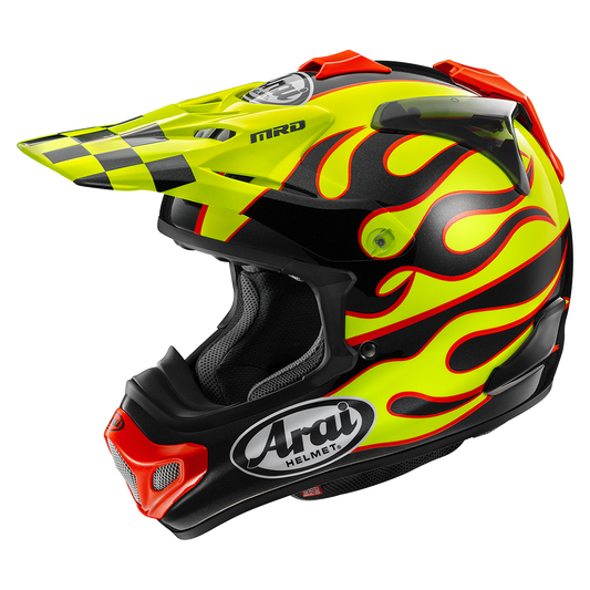 Arai MX-V EVO Flame Offroad Helmet (Yellow)