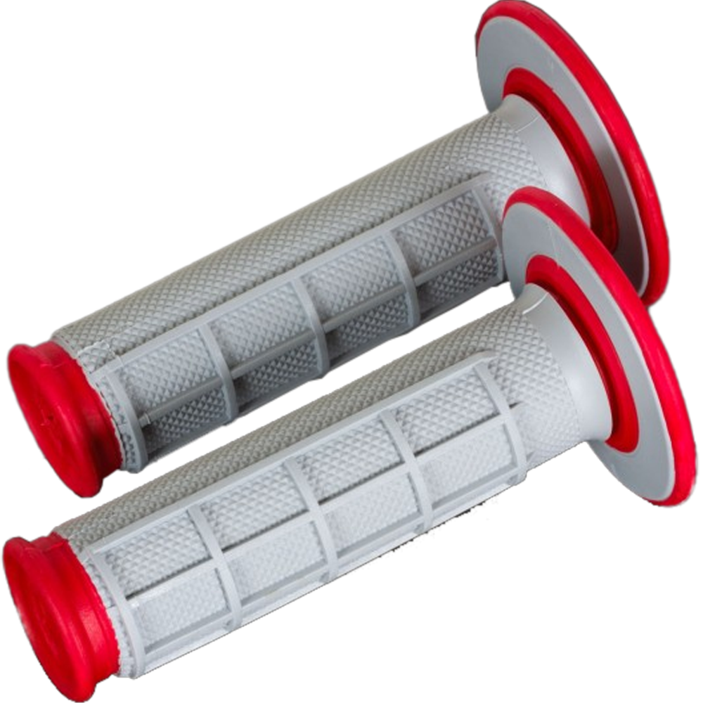 Renthal Grip Tech Dual Series 1/2 Waffle MX Grips - Dual Compound (Grey/Red)