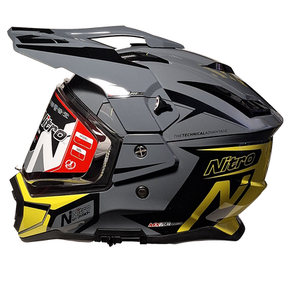 Nitro MX780 Podium Adventure Helmet (Grey Yellow) Gloss
