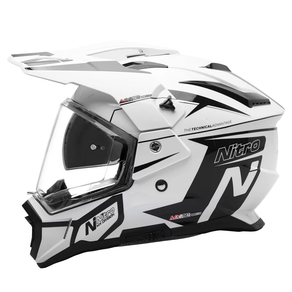 Nitro MX780 Podium Adventure Helmet (White Black) Gloss