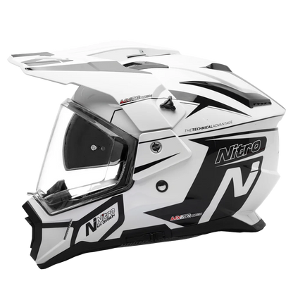 Nitro MX780 Podium Adventure Helmet (White Black) Gloss