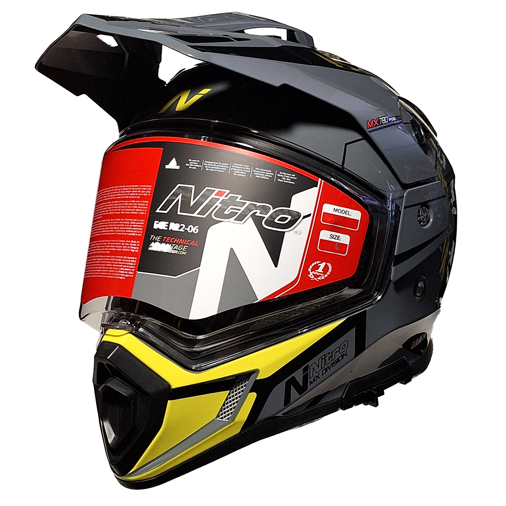 Nitro MX780 Podium Adventure Helmet (Grey Yellow) Gloss
