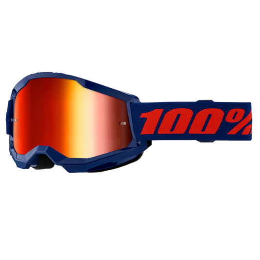 100% Strata 2 Goggles - Navy (Mirror Red Lens)