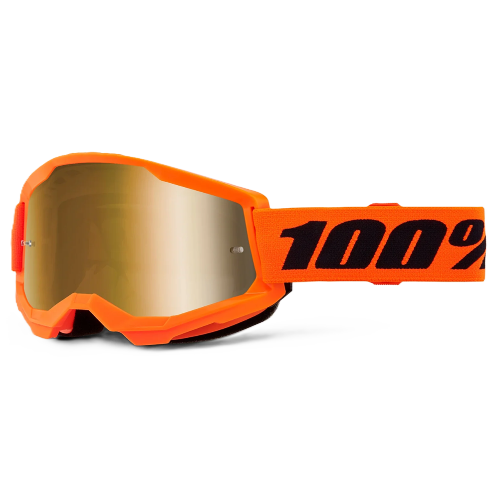 100% Strata 2 Goggles - Neon Orange (Mirror True Gold Lens)