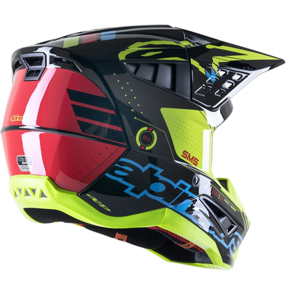 Alpinestars SM5 Action Helmet (Black/Cyan/Yellow Fluo Gloss)
