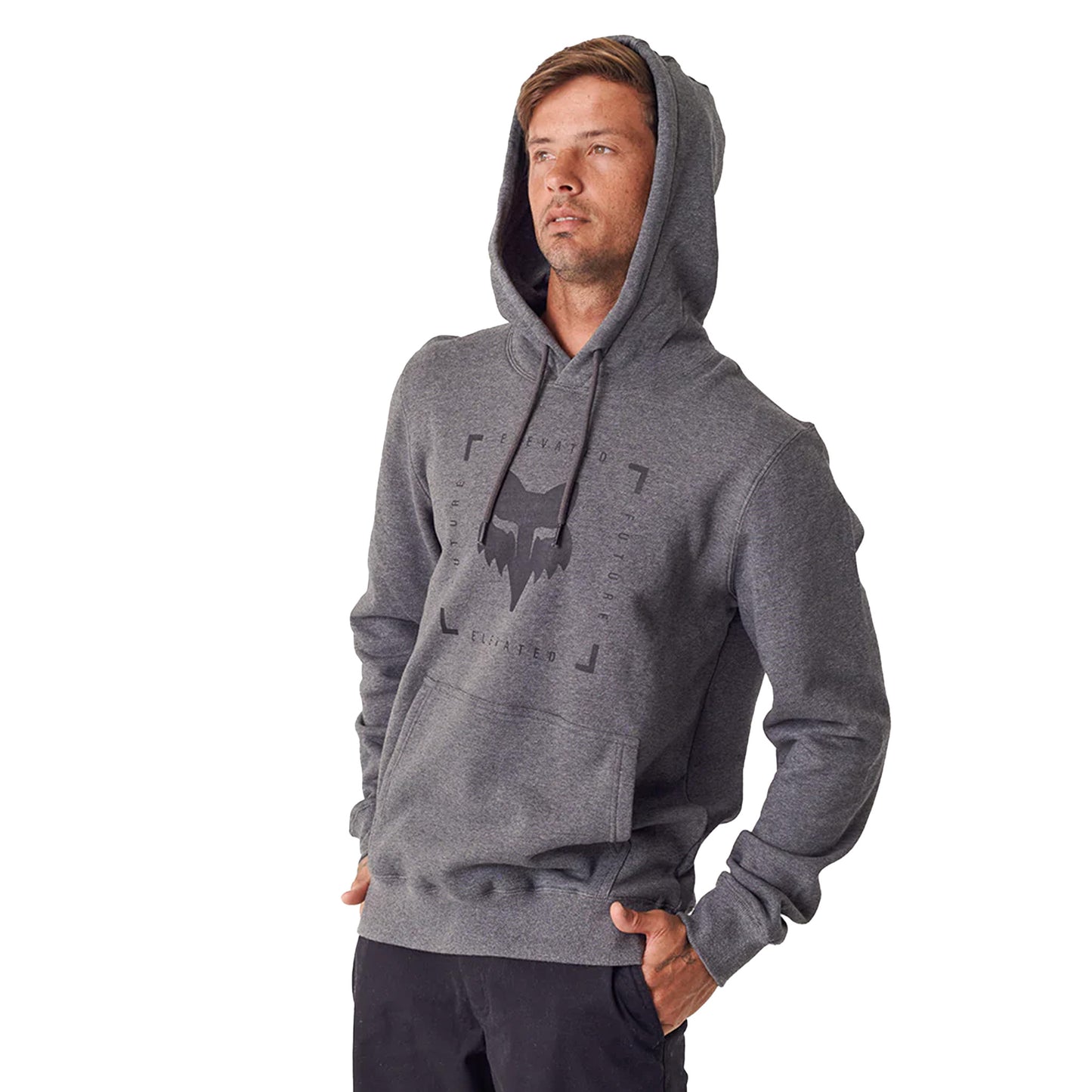 Fox Boxed Future Pullover Hoodie (Graphite Melange) Slim Fit