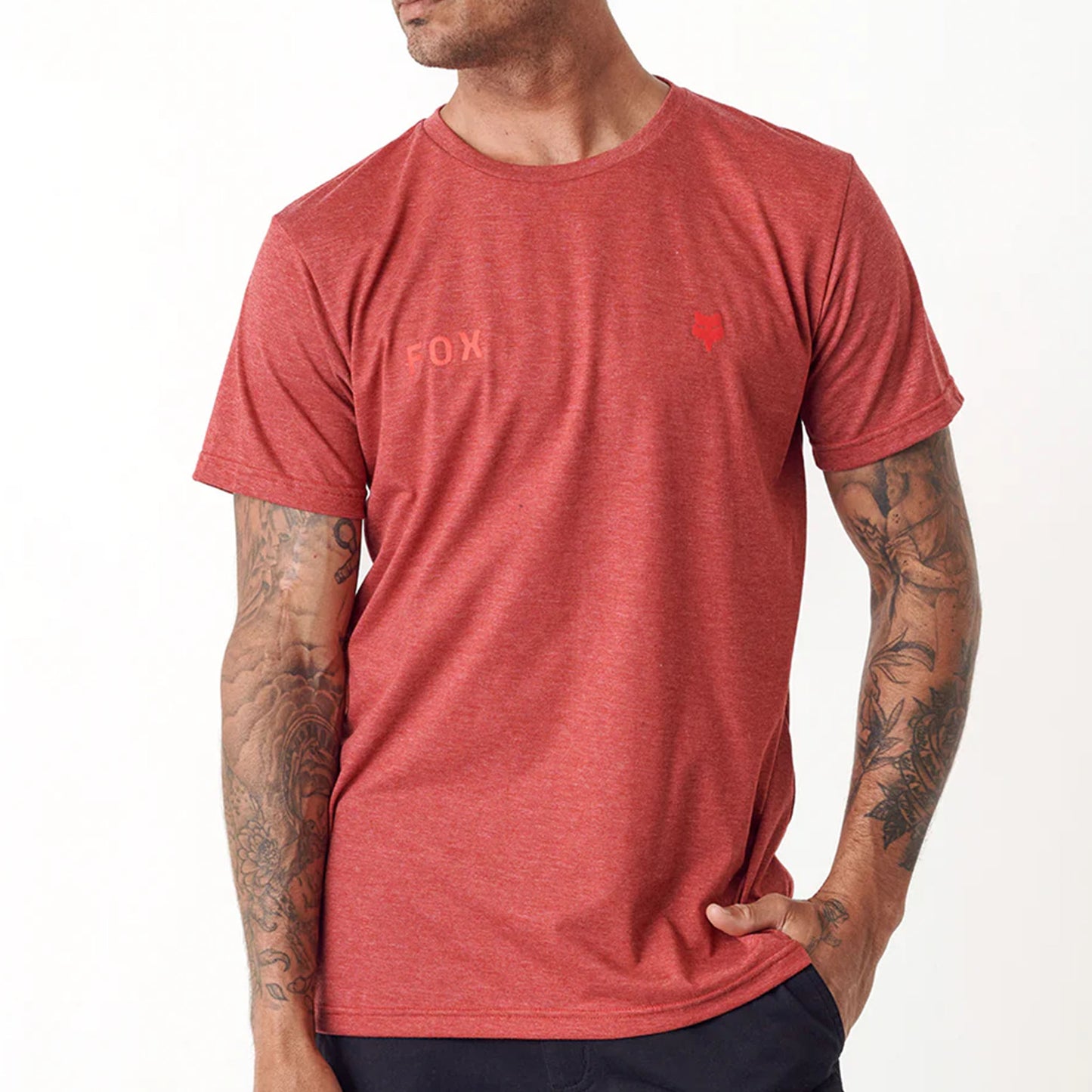 Fox Wordmark Ss Tee (Maroon Melange)