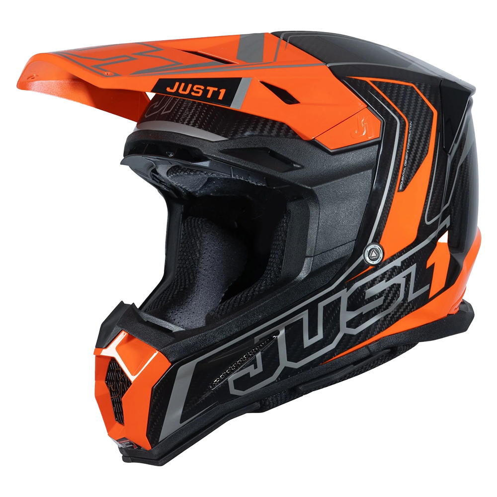 Just 1 J22 Frontier Carbon Helmet (Fluo Orange) includes Just 1 Nerve Goggles