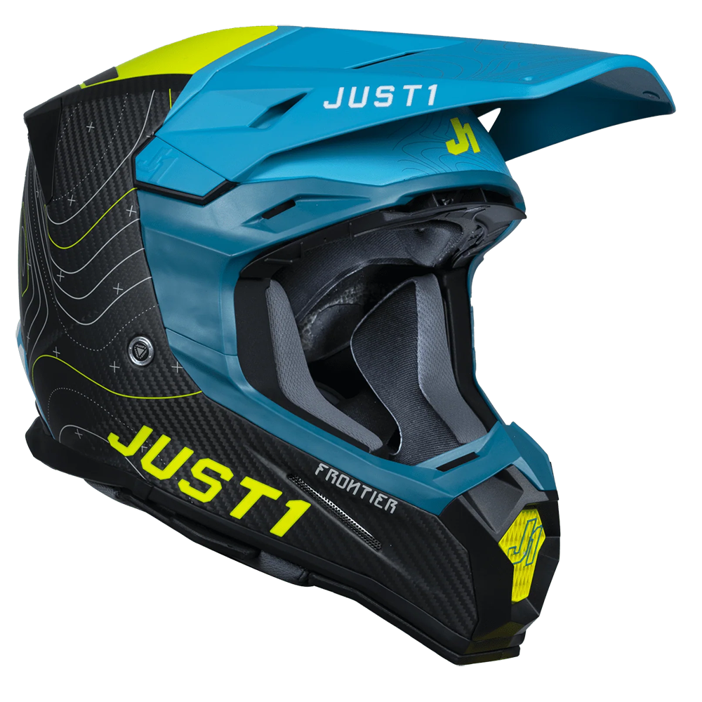 Just 1 J22 Frontier Carbon Helmet (Fluo Yellow Blue) includes Just 1 Nerve Goggles