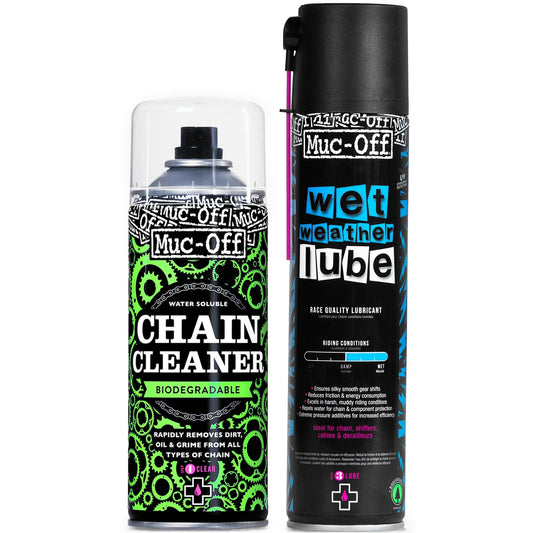 *Combo Pack* Muc-Off Bio Chain Cleaner (400ml) + Wet Weather Lube (400ml)
