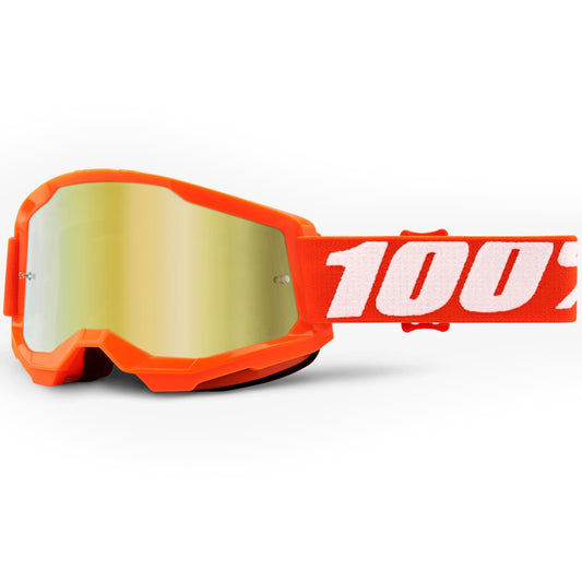 100% Strata 2 Goggles - Neon Orange (Mirror Gold Lens)
