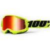 100% Youth Strata 2 Goggles - Neon Yellow (Mirror Red Lens)