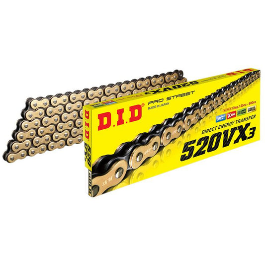 DID 520 VX3 120 Link X-Ring Chain (Gold)