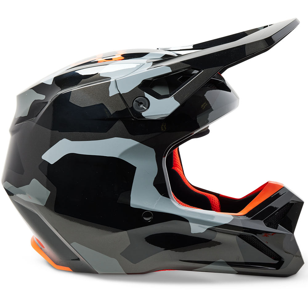 Fox V1 Bnkr Helmet - DOT/ECE (Grey Camo/Fluo Orange)
