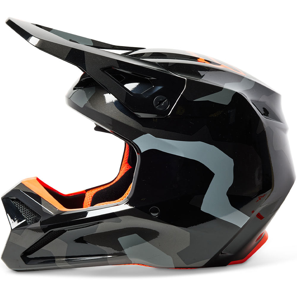 Fox V1 Bnkr Helmet - DOT/ECE (Grey Camo/Fluo Orange)