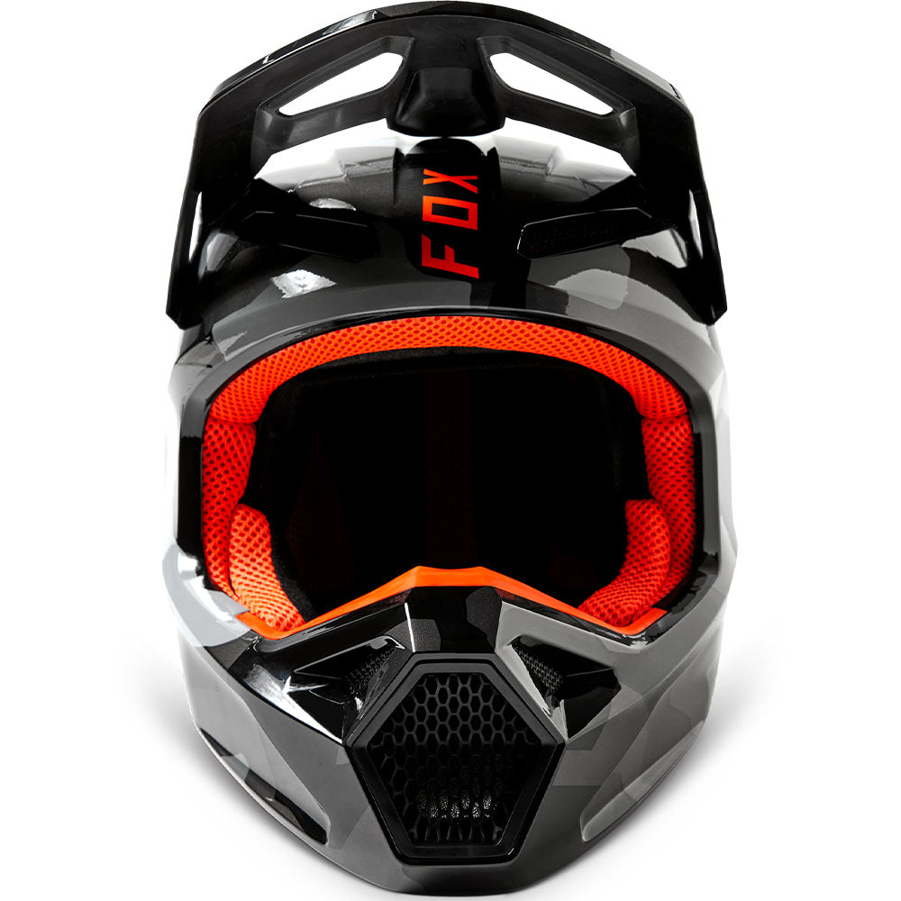 Fox V1 Bnkr Helmet - DOT/ECE (Grey Camo/Fluo Orange)