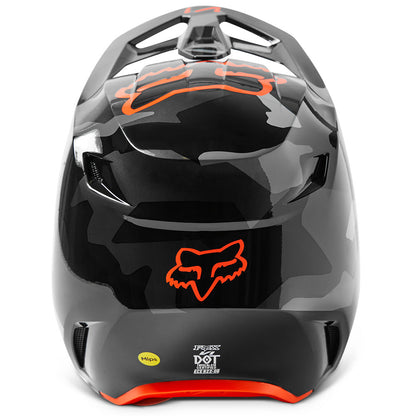 Fox V1 Bnkr Helmet - DOT/ECE (Grey Camo/Fluo Orange)