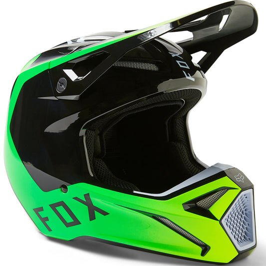 Fox V1 Dpth Helmet - DOT/ECE (Black/Fluo Green)