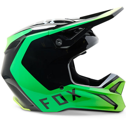 Fox V1 Dpth Helmet - DOT/ECE (Black/Fluo Green)