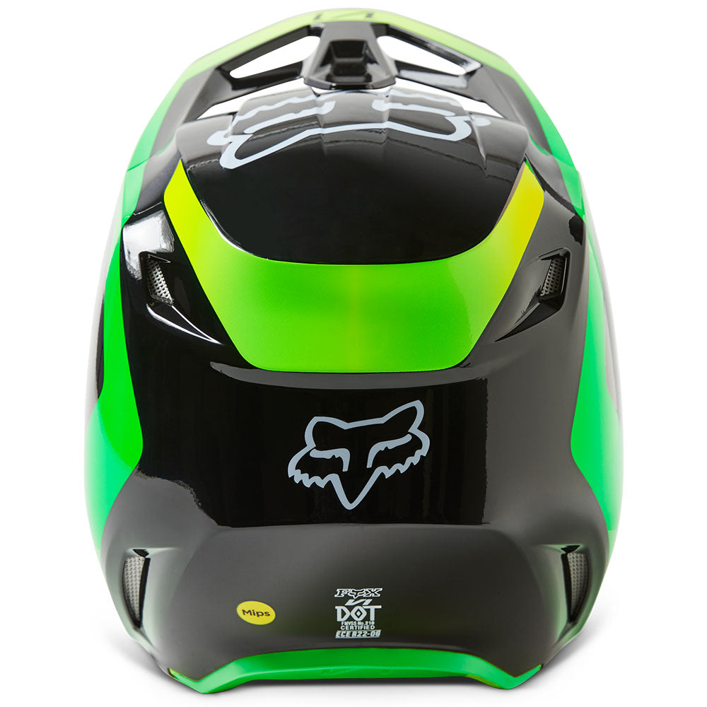 Fox V1 Dpth Helmet - DOT/ECE (Black/Fluo Green)