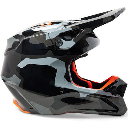 Fox Youth V1 Bnkr Helmet - DOT/ECE (Grey Camo)