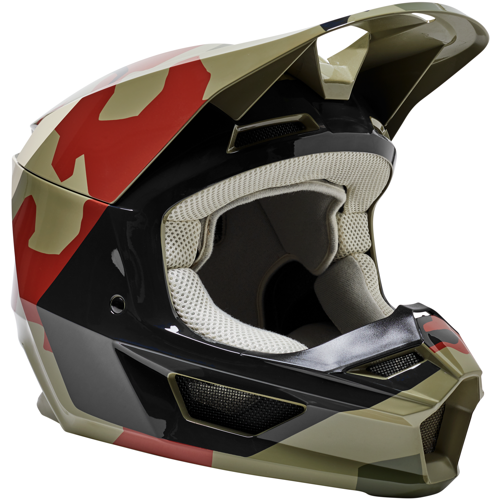 Fox V1 Bnkr Motocross Helmet Green Camo GO MX